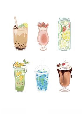 夏天饮料奶茶水果茶