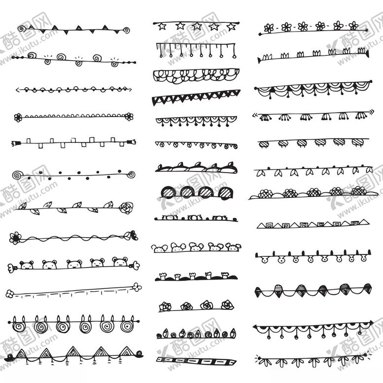 编号：86527704052150046592【酷图网】源文件下载-多样手绘线条装饰元素