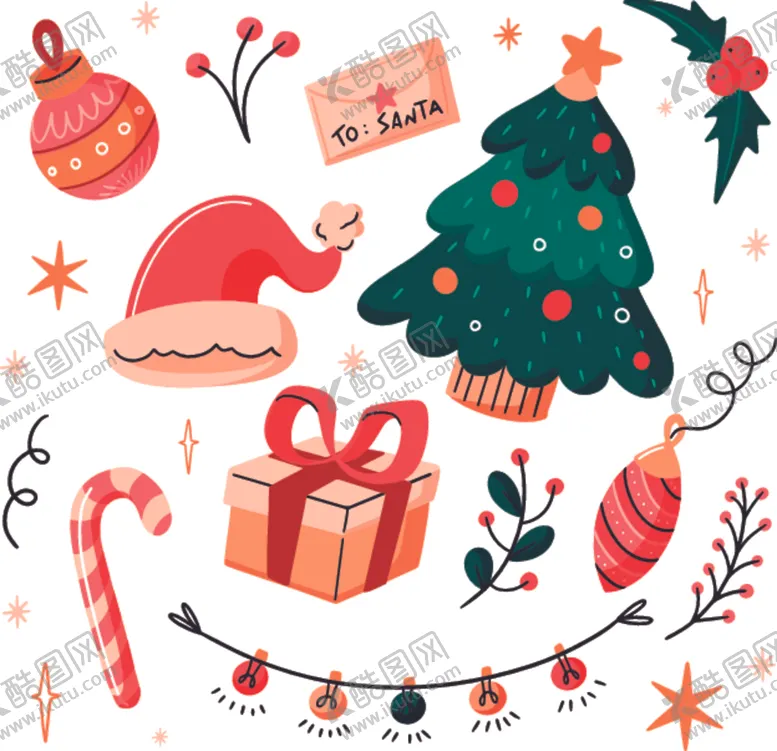 编号：11954409201801554446【酷图网】源文件下载-圣诞元素圣诞礼物圣诞树铃铛