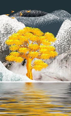 轻奢抽象麋鹿装饰画