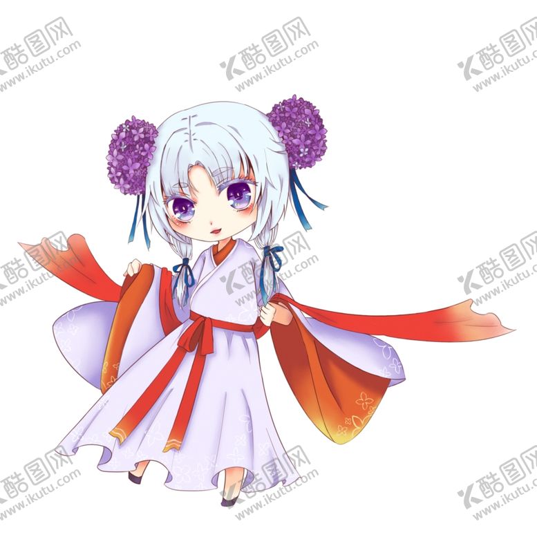 编号：28160010290156474337【酷图网】源文件下载-卡通蓝头发古装女孩