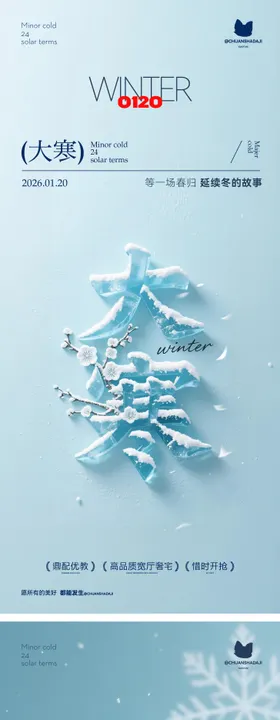 大寒节气木质简约海报
