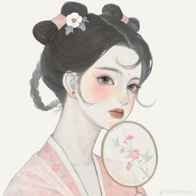 拿扇子的古风少女