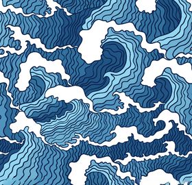 敦煌壁画色彩水纹波浪
