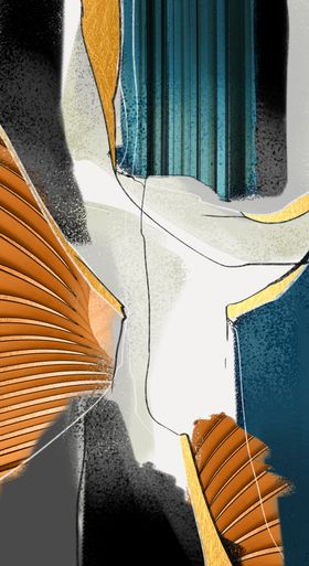 新中式岩石大理石纹山水装饰画
