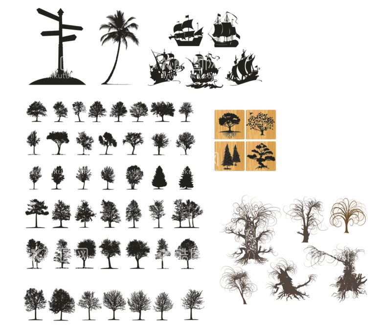 编号：56764511300131098608【酷图网】源文件下载-各种树剪影