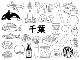 千叶手绘风多样物品集合