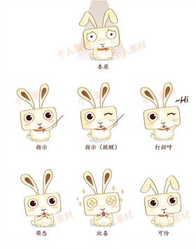 卡通Q版动漫表情兔子