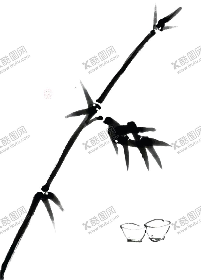 水墨竹子植物背景中国风装饰画