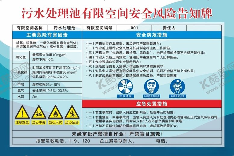 编号：86043712131558086002【酷图网】源文件下载-污水处理池有限空间安全风险告知