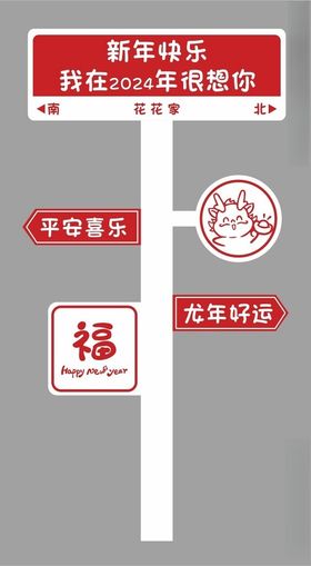 新年指路牌方向牌新年祝福