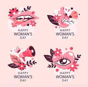 妇女节花卉主题装饰图案