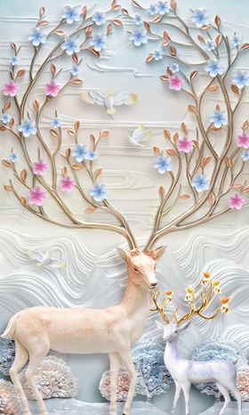 背景墙装饰画室内走廊山水玄关九鱼图莲花荷花