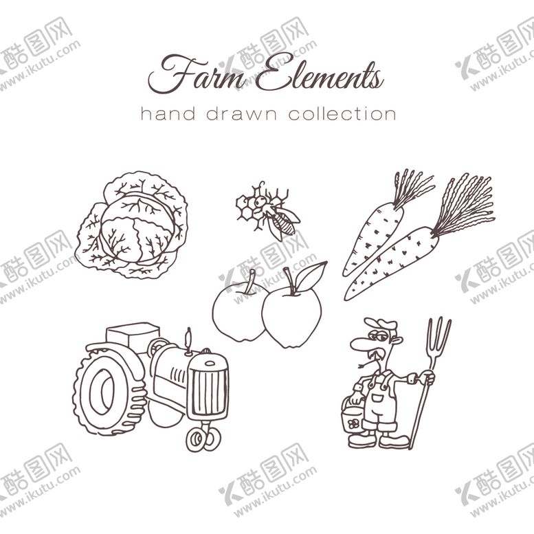 编号：52763211011039408324【酷图网】源文件下载-手绘线性蔬菜