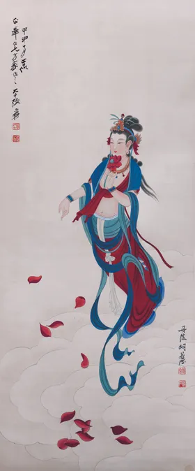 张大千国画水墨怀古仰高墙水纹