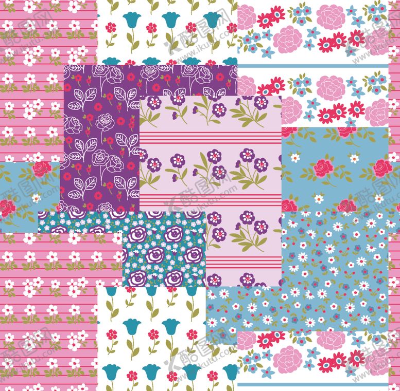 编号：20010204012105254872【酷图网】源文件下载-紫色花卉图案无缝背景素材