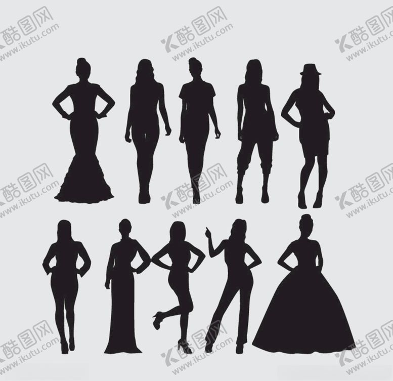 编号：42185309290258568106【酷图网】源文件下载-时尚女性剪影