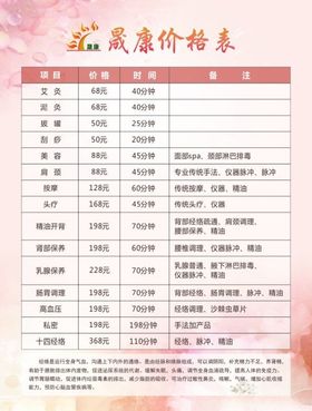 价格表