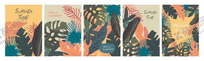 编号：37544104250819006830【酷图网】源文件下载-热带植物卡片