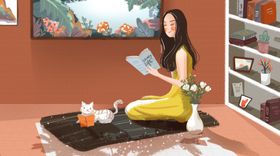 海洋人物少女插画卡通背景素材