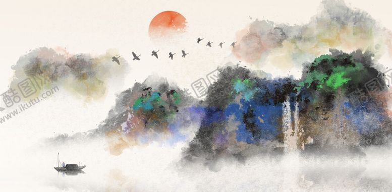 编号：81043401292341584638【酷图网】源文件下载-水墨山水画