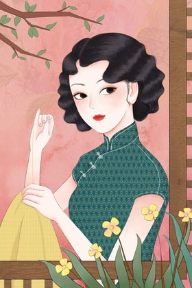 复古民国风古典人物插画