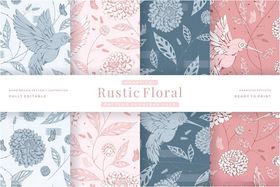 复古花卉图案布料集合