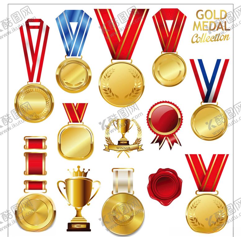 编号：99629709250142078461【酷图网】源文件下载-矢量奖牌奖杯素材