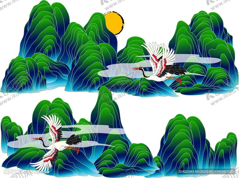编号：61448511150238469540【酷图网】源文件下载-山水间白鹤飞翔美景
