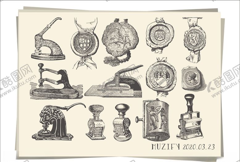 编号：70080110131317036418【酷图网】源文件下载-14款入火漆封蜡手绘稿