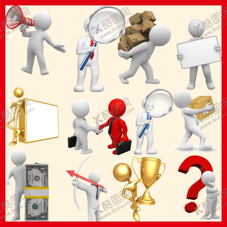 编号：23511610300655307651【酷图网】源文件下载-分图层三维立体3D小人