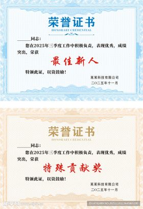 荣誉证书奖状表扬单