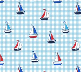 蓝底帆船图案无缝背景