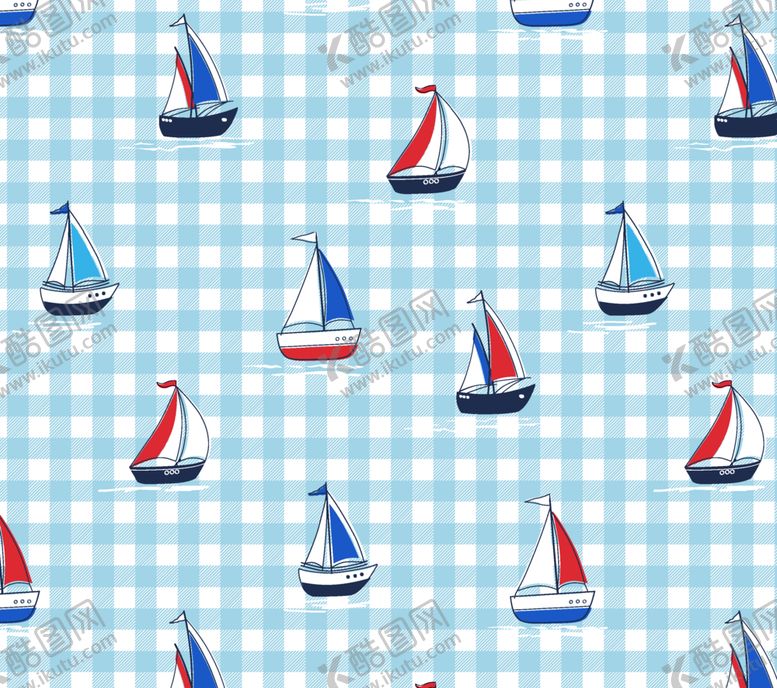 编号：53621404050405529814【酷图网】源文件下载-蓝底帆船图案无缝背景