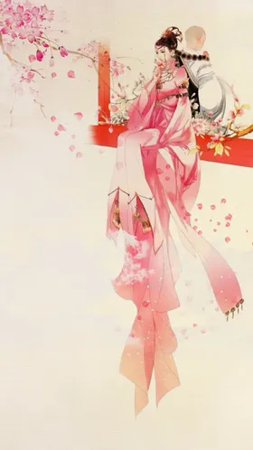 手绘桃花插画海报图片十里节