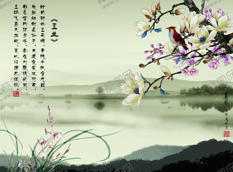 编号：59041501281429471780【酷图网】源文件下载-花鸟画背景墙