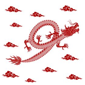 2024年龙年新年春节剪纸插画元素