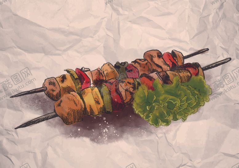 编号：89206109262044203550【酷图网】源文件下载-手绘烤串