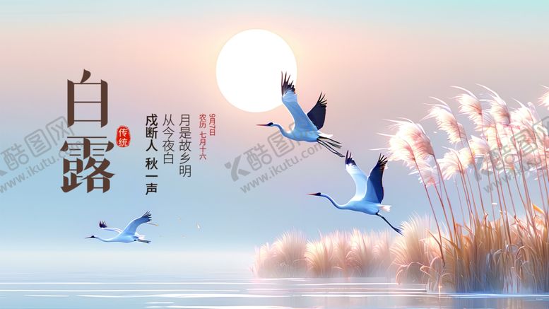 编号：75328710120522595070【酷图网】源文件下载-白露时节飞鸟芦苇美景