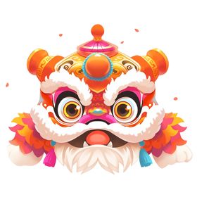舞狮插画龙年2024新春喜庆