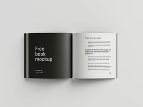 打开的黑白简约风书籍展示样机