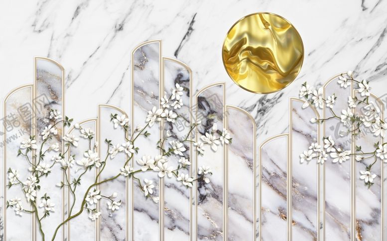 编号：36684910301401344773【酷图网】源文件下载-现代中式大理石浮雕背景墙