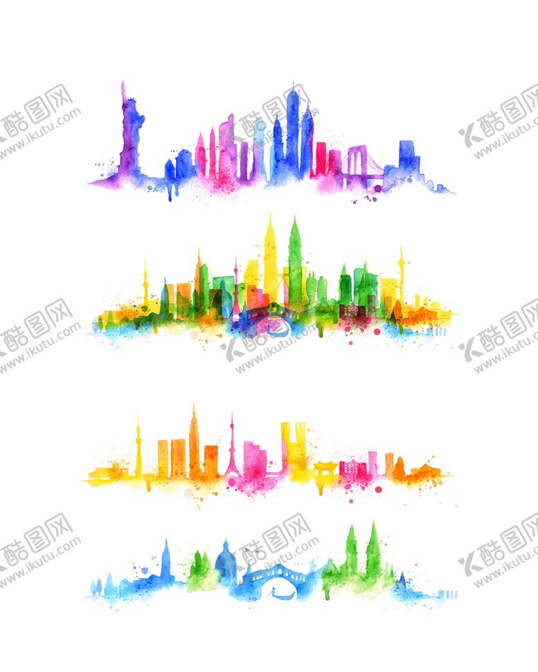 编号：13719101180240053979【酷图网】源文件下载-水彩城市
