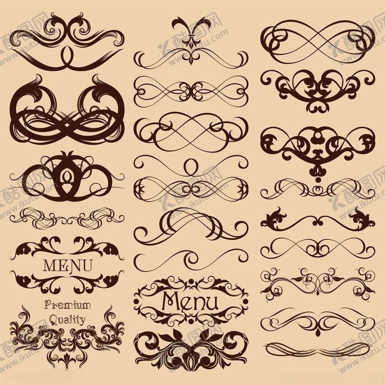 编号：43049611220050356839【酷图网】源文件下载-复古装饰性花纹设计元素