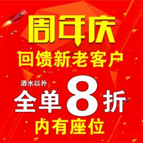 红底周年店庆周年庆海报分层