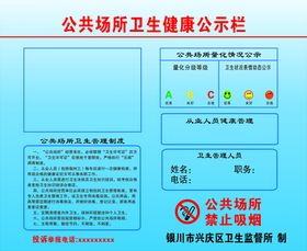 公共场所卫生健康公示栏