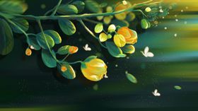 郁金香花朵植物插画卡通背景素材