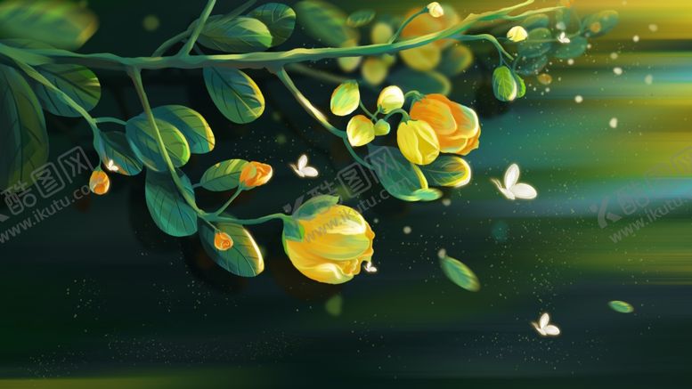 编号：65121505042227052117【酷图网】源文件下载-郁金香花朵植物插画卡通背景素材