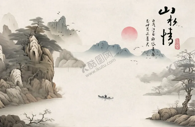 编号：76083102250209408536【酷图网】源文件下载-水墨山水
