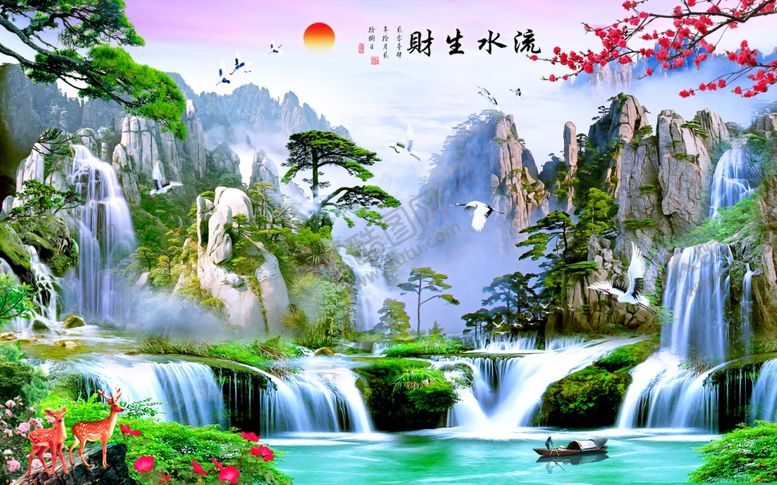 编号：94452509150313065426【酷图网】源文件下载-流水生财背景